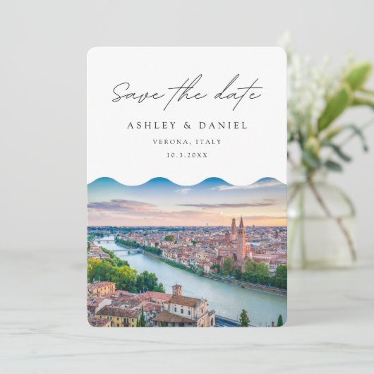 Verona Italy Wedding Save the Date Einladung (Stehend Vorderseite)