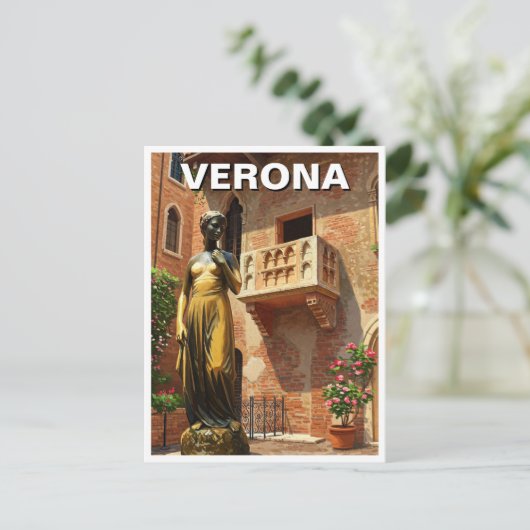 Verona Juliet Statue Balcony Italien Reisen Postkarte (Stehend Vorderseite)