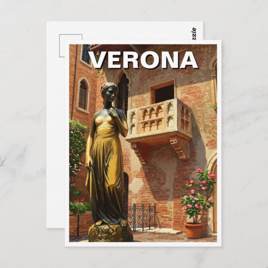 Verona Juliet Statue Balcony Italien Reisen Postkarte (Vorne/Hinten)
