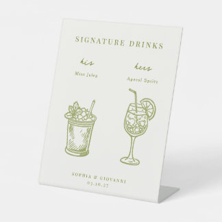 VERONA Minimalistische Hochzeits-Signature-Drinks Sockelschild