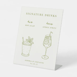 VERONA Minimalistische Hochzeits-Signature-Drinks Sockelschild