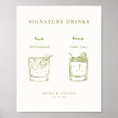 VERONA Moss Green Minimalistisch Signature Drinks Poster (Vorne)