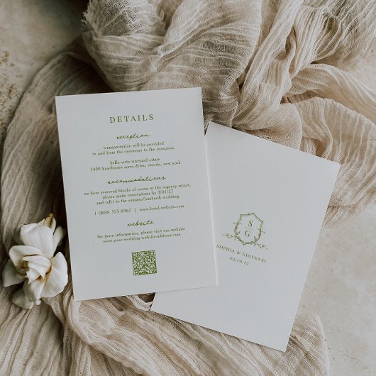 VERONA Moss Green Wedding Details Card Einladung