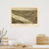 Verona & Oakmont, PA Panorama Karte - 1896 Poster (Küche)