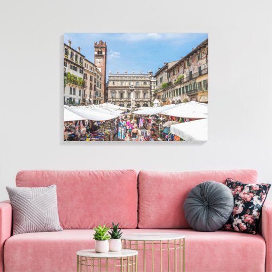 Verona Piazza Erbe Ansicht Leinwand (Insitu (Wohnzimmer))