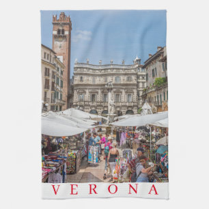 Verona Piazza Erbe Ausblick Teetuch Geschirrtuch