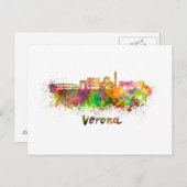 Verona skyline im Watercolor Postkarte (Vorne/Hinten)