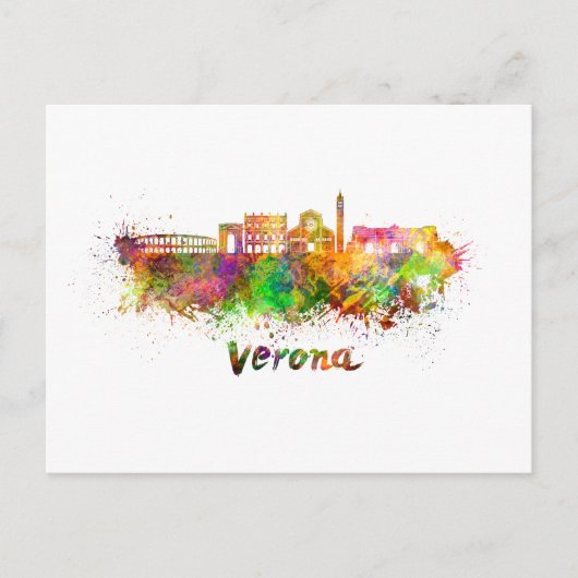 Verona skyline im Watercolor Postkarte (Vorderseite)