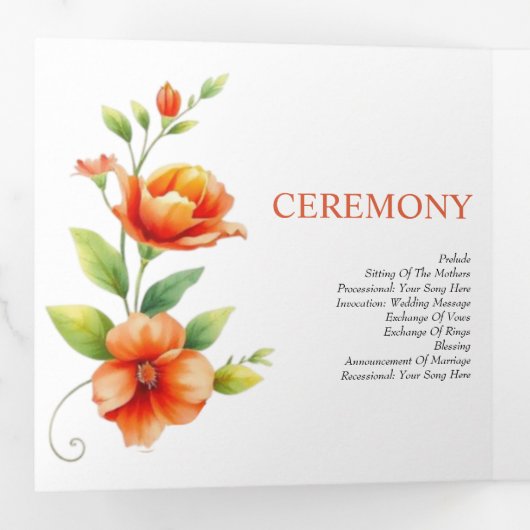 Verona Sonnenuntergang Orangensaft Blume und Foto Dreifach-gefaltete Programmkarte (Innen Erste Seite)