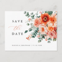 Verona Sunset Bright Orange Modern Save the Date