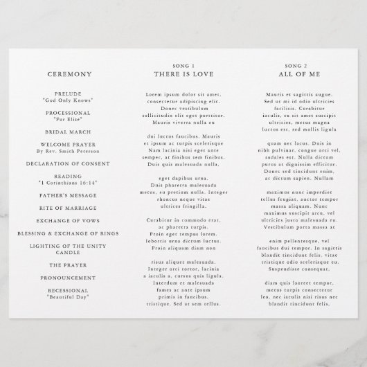 Verona Sunset Bright Orange Modern Wedding Program (Rückseite)