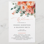 Verona Sunset Bright Orange Modern Wedding Program (Vorderseite)