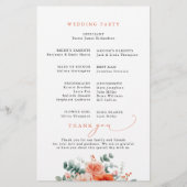 Verona Sunset Bright Orange Modern Wedding Program (Rückseite)