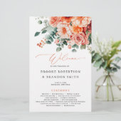 Verona Sunset Bright Orange Modern Wedding Program (Stehend Vorderseite)