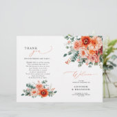 Verona Sunset Bright Orange Modern Wedding Program (Stehend Vorderseite)