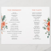 Verona Sunset Bright Orange Modern Wedding Program (Rückseite)
