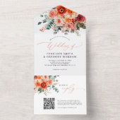 Verona Sunset Bright Orange Moderne Blumenhochzeit All In One Einladung (Innen Boden)