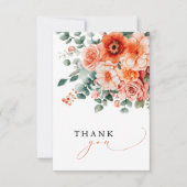 Verona Sunset Bright Orange Moderne Blumenhochzeit Dankeskarte (Vorderseite)