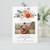 Verona Sunset Bright Orange Moderne Blumenhochzeit Dankeskarte (Stehend Vorderseite)