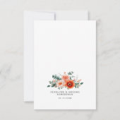 Verona Sunset Bright Orange Moderne Blumenhochzeit Dankeskarte (Rückseite)