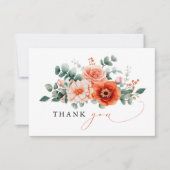 Verona Sunset Bright Orange Moderne Blumenhochzeit Dankeskarte (Vorderseite)