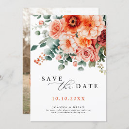 Verona Sunset Bright Orange Moderne Blumenhochzeit Save The Date