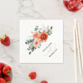 Verona Sunset Bright Orange Moderne Blumenhochzeit Serviette (Beispiel)