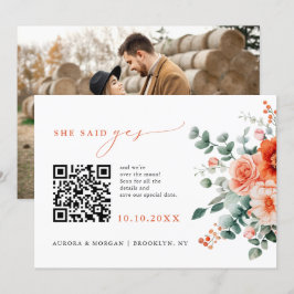 Verona Sunset Bright Orange Modernes Foto QR Code Save The Date