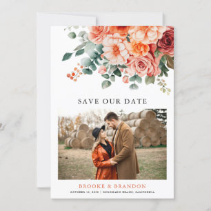 Verona Sunset Bright Orange Modernes Foto QR Save The Date