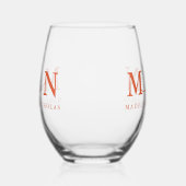 Verona Sunset Doodle Heart Loop Monogram Wedding Weinglas Ohne Stiel (Links)