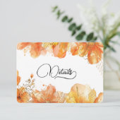 Verona Sunset Floral Gold QR Code Hochzeitsdetails Begleitkarte (Stehend Vorderseite)