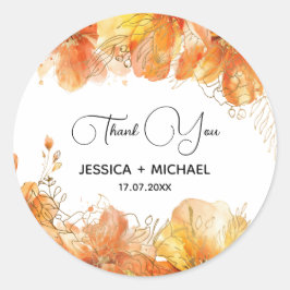 Verona Sunset Floral Gold Vielen Dank für Ihre Hoc Runder Aufkleber