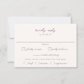 VERONA Sunset Mauve Meal Choice Hochzeit RSVP Karte (Vorderseite)