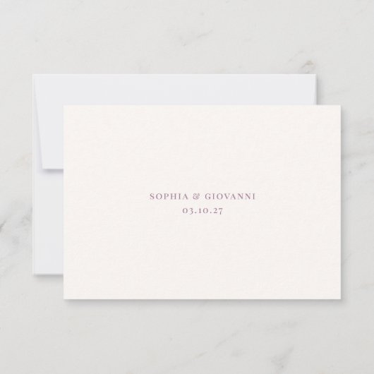 VERONA Sunset Mauve Meal Choice Hochzeit RSVP Karte (Rückseite)