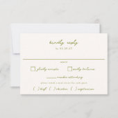 VERONA Sunset Moss Meal Choice Hochzeit RSVP Karte (Vorderseite)