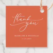 Verona Sunset Orange Calligraphy Wedding Vielen Da Geschenkanhänger (Rückseite)