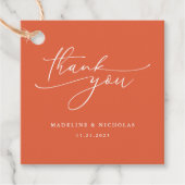 Verona Sunset Orange Calligraphy Wedding Vielen Da Geschenkanhänger (Vorderseite)