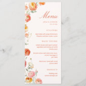 Verona Sunset Orange Floral Wedding Flat Menu Menükarte (Vorderseite)