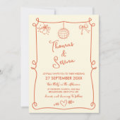 Verona Sunset Orange Hand Drawn Französisch Doodle Einladung (Vorderseite)