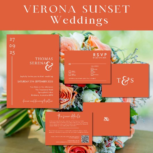 Verona Sunset Orange QR Code Umschließung Einladung