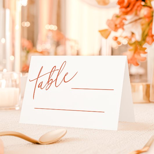 Verona Sunset Orange Simple Calligraphy Wedding Platzkarte