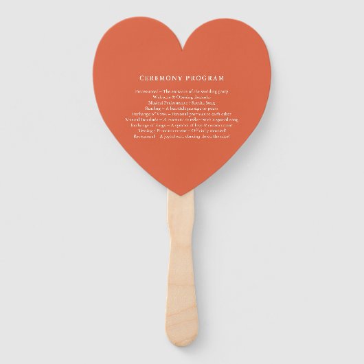 Verona Sunset Orange Simple Modern Wedding Program Fächer (Rückseite)