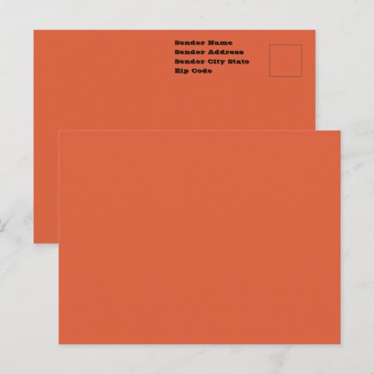 Verona Sunset Orange Solid Color Postkarte (Vorne/Hinten)