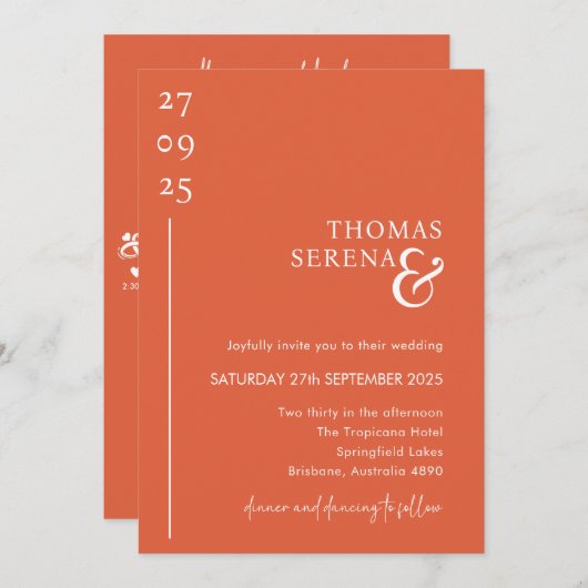 Verona Sunset QR Code Timeline Routenhochzeit Einladung (Vorne/Hinten)