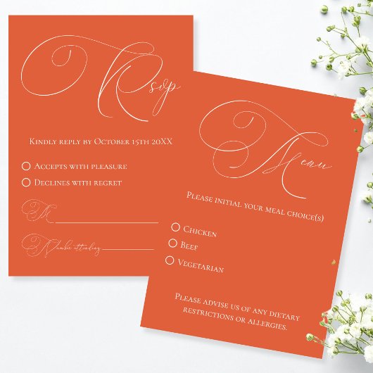 Verona Sunset UAWG mit Meal Choice Response Card RSVP Karte