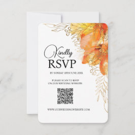 Verona Sunset Watercolor Floral QRcode Hochzeit RSVP Karte