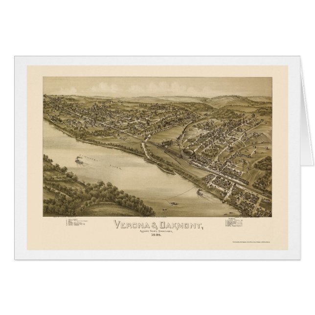Verona u. Oakmont, panoramische Karte PAs - 1896 (Vorderseite (Horizontal))