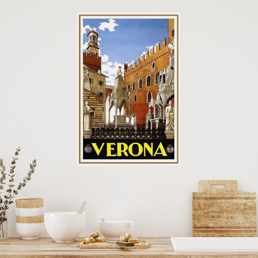 "Verona" Vintages italienisches Reiseplakat Poster (Küche)