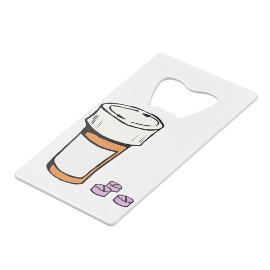 Verordnungs-Tablettenfläschchen Geldbeutel Flaschenöffner (Rückseite Schrägansicht)