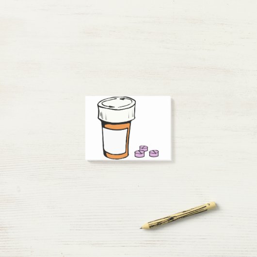 Verordnungs-Tablettenfläschchen Post-it Klebezettel (Auf Schreibtisch)